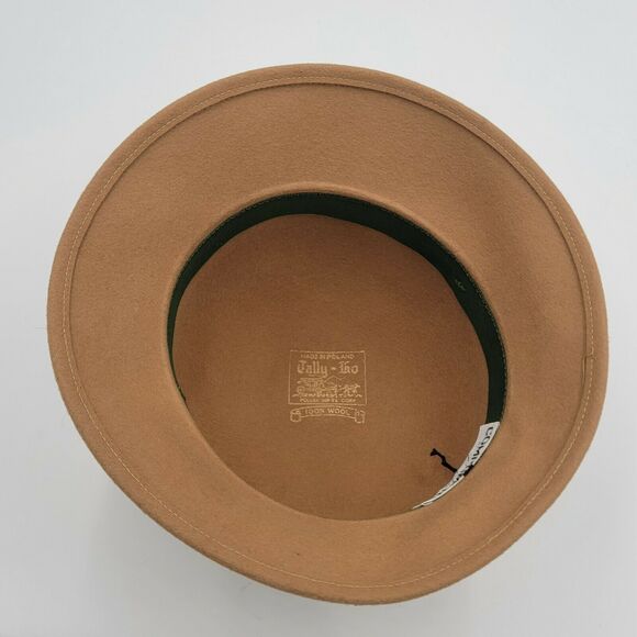 Compliments by Frank Olive Beige 100% Wool Tally Ho Dome Hat 70s 80s Equestrian